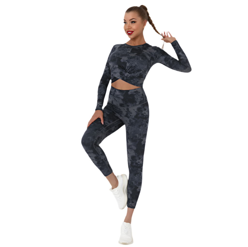 Be Magical- Women's 2 Piece Athleisure Set- Black/Gray Tie Dye Outfit