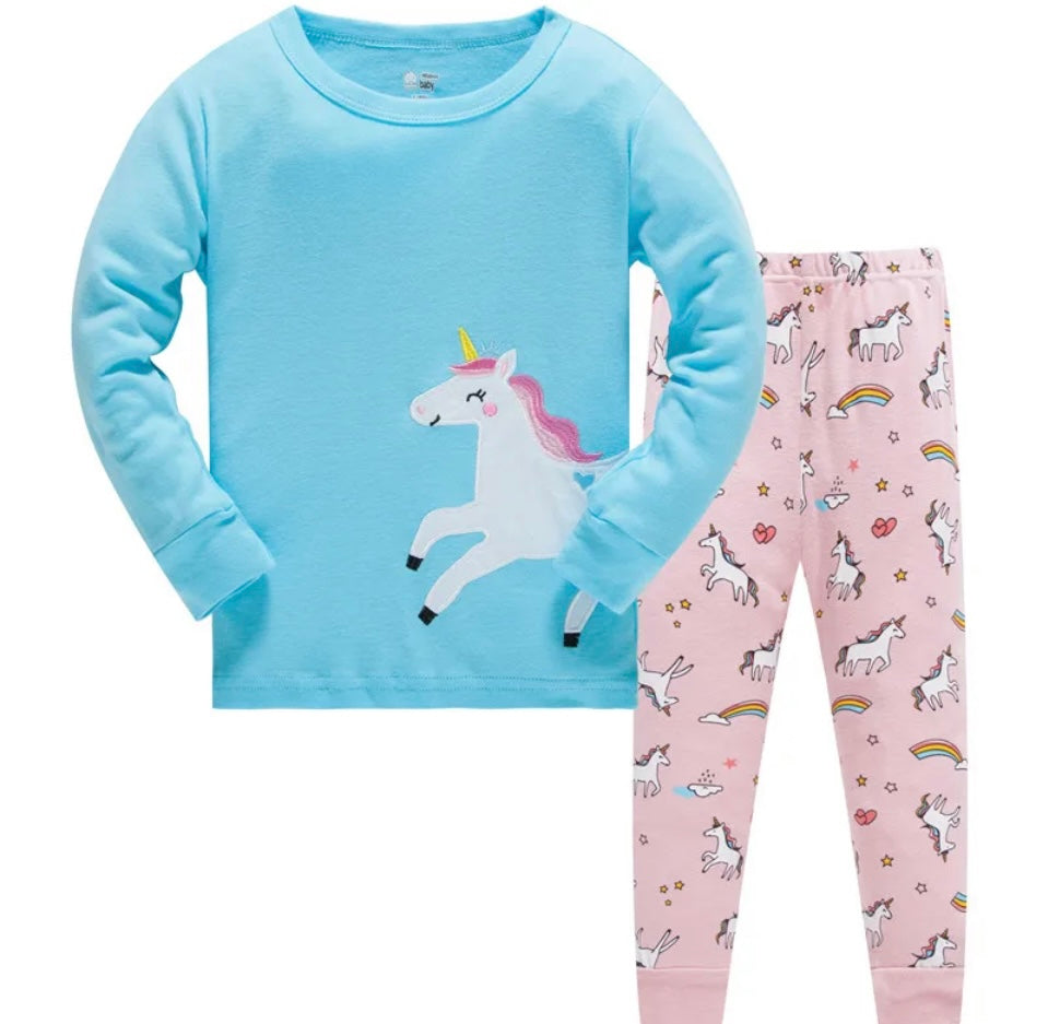 Be Magical- Girl's 2 Piece Pajama Set - Rainbow Unicorn