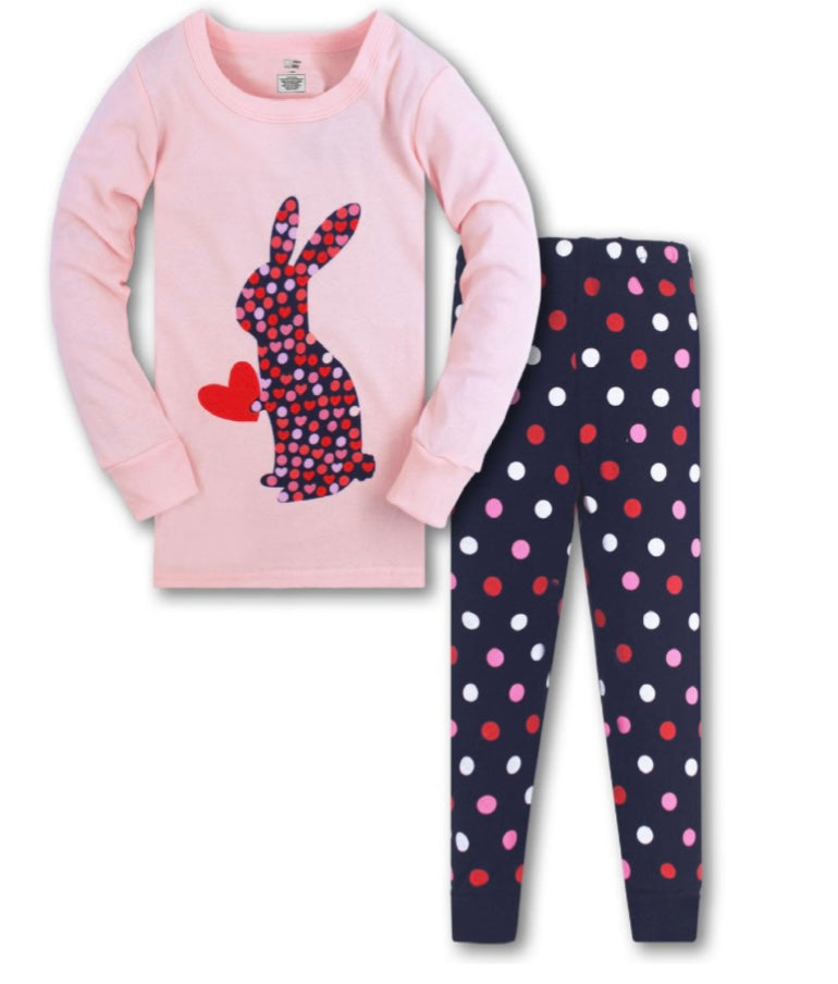 Valentine’s Bunny 2 Piece Pajamas