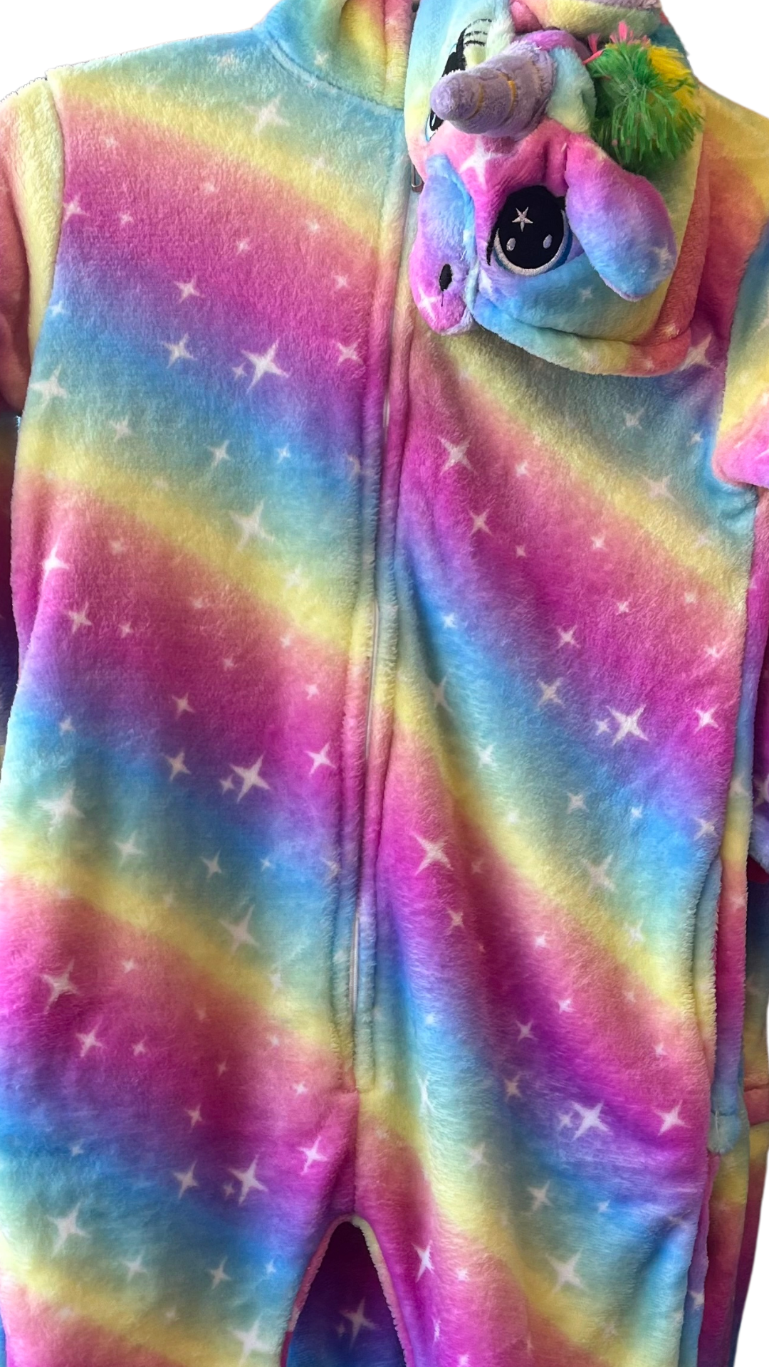 Coordinating Adult Size Unicorn Onesie - Light Rainbow with Stars