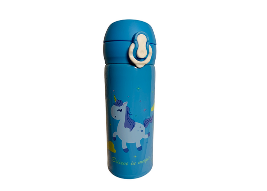Children's Stainless Steel Water Bottle- Blue- Believe In Magic Unicorn (10)