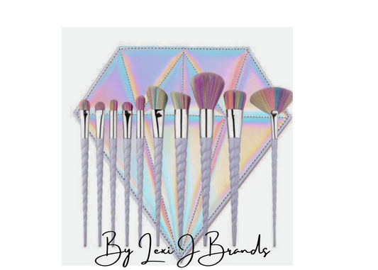 Be Magical- Cosmetics Brush Set Of 10- Unicorn Horns