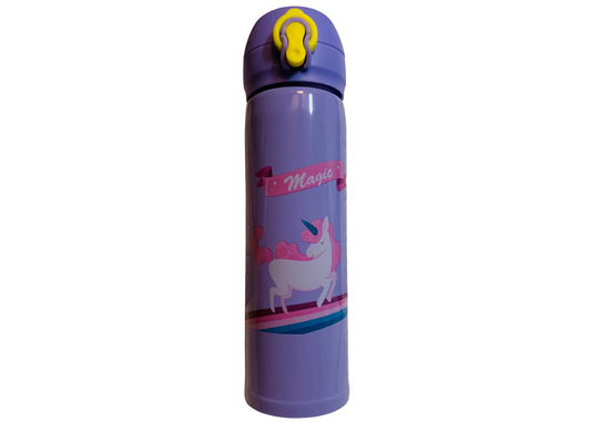 Children's Stainless Steel Water Bottle- Purple- Unicorn W/ Magic Banner (12)