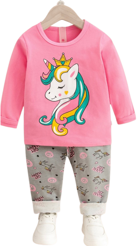 Girls 2 Piece Pajama Set- Princess Unicorn