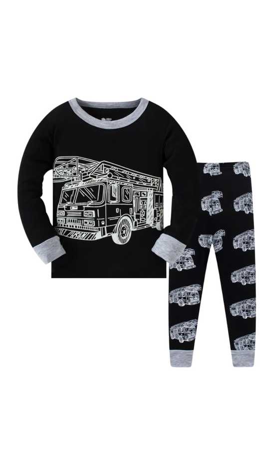 Little Panda- Boy’s 2 Piece Pajama Set- Fire Engine