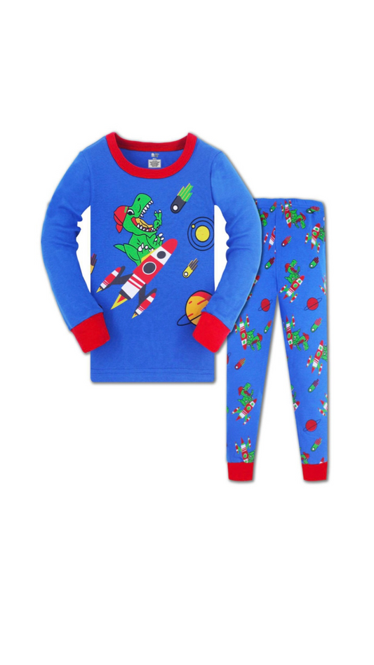 Dinosaur on Rocket Ship 2 Piece Pajamas