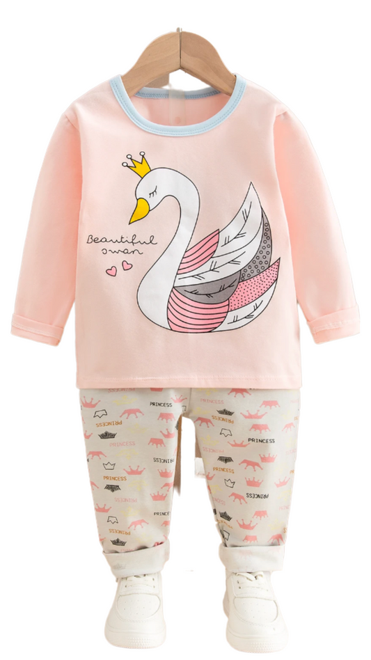Be Magical- Girl's 2 Piece Pajama Set- Beautiful Swan Princess