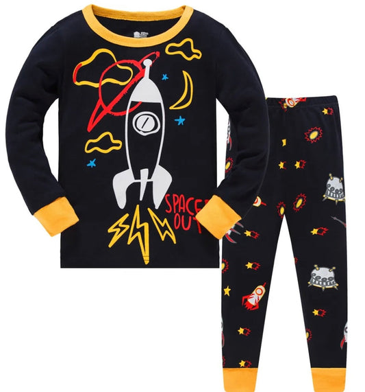 Little Panda- Boy’s 2 Piece Pajama Set- Space Out (3T- 8)