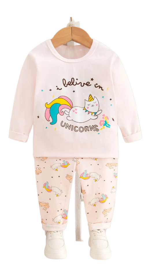 Be Magical- Girl's 2 Piece Pajama Set- Unicorn Cat