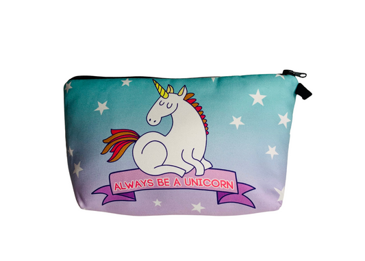 Be Magical- Cosmetics Bag- Blue/Purple Ombre With Unicorn