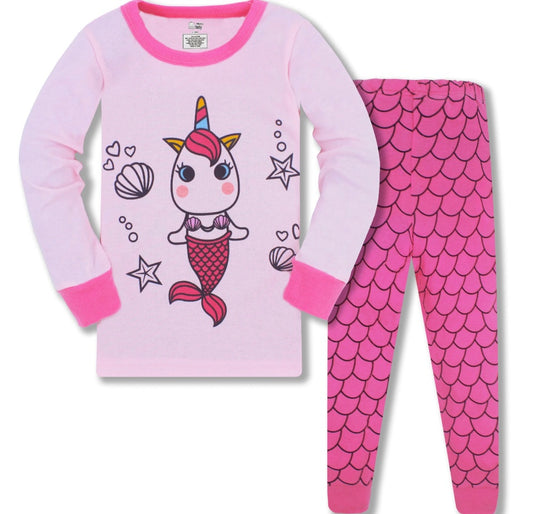 Be Magical- Girl's 2 Piece Pajama Set- Mermaid Unicorn