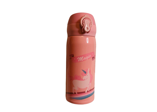 Children's Stainless Steel Water Bottle- Pink- Unicorn W/ Magic Banner (7)