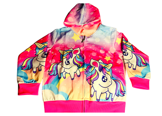 *Sale* Lexi J Brands- Girl's Unicorn Jacket- Bold Pink W/ Rainbow