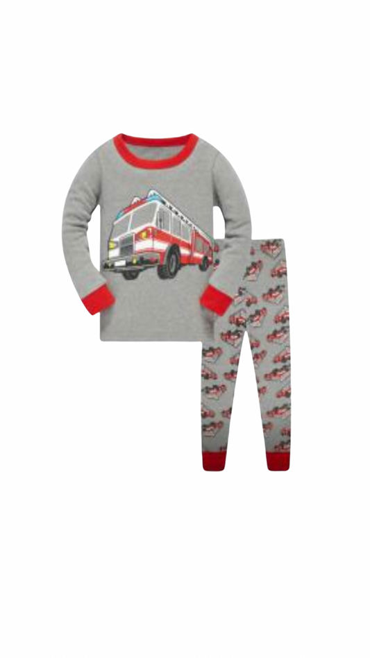 Little Panda- Boy's 2 Piece Set - Firetruck