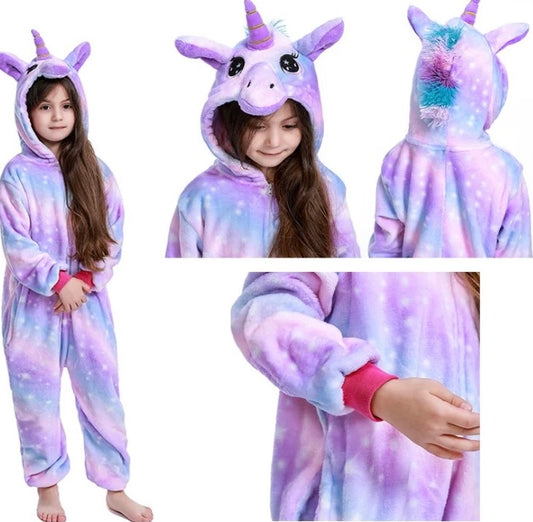 Twinkle Starry Night Unicorn Onesie- Light Purple/Blue With Stars
