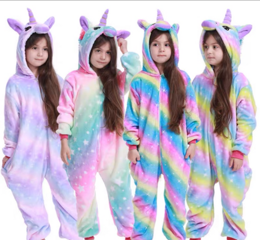 Coordinating Adult Size Unicorn Onesie - Light Rainbow with Stars